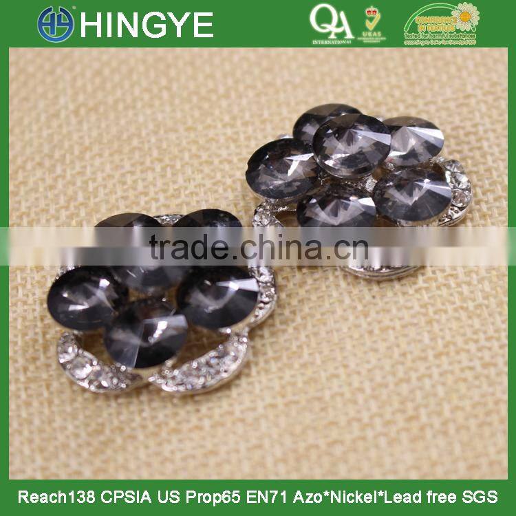 Hot sale large size grey crystal rhinestone button 15777