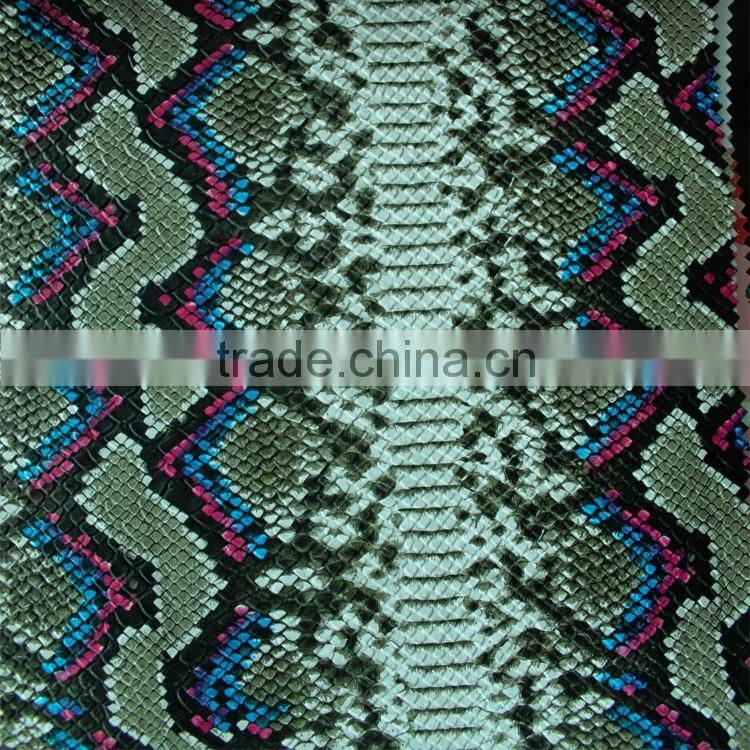 printing embossed snake skin Washed Pattern and PU Material decorative artificial leather for handbags