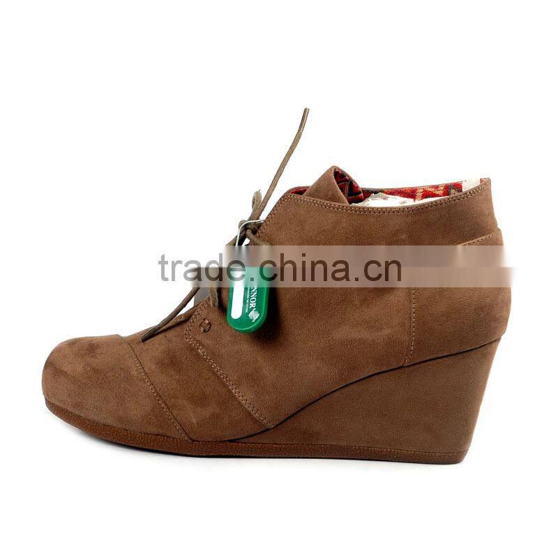 New Female Autumn Women wedge heeled boots sexy Martin Shoes Leather ankle boots with bowtie