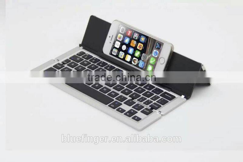 Folding Aluminium alloy Universal Bluetooth keyboard for IOS/Windows/Android tablets and smart phones with stand