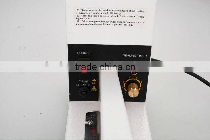 2015 new hot selling professional plastic Manual lengthen hand impulse heat isostaic press sealing sealer