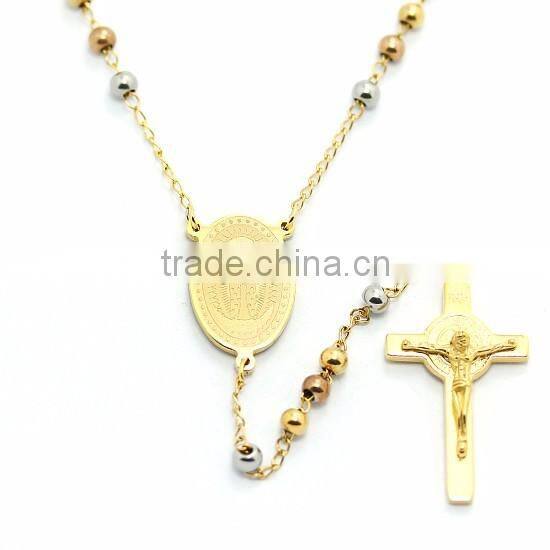 christian prayers rosary gold in stainless steel cross religious pendant beads wholesale rosario argentina pray to god