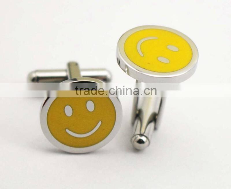 Classic Stainless Steel Baby Face Smiling Emoji Cufflink For Men