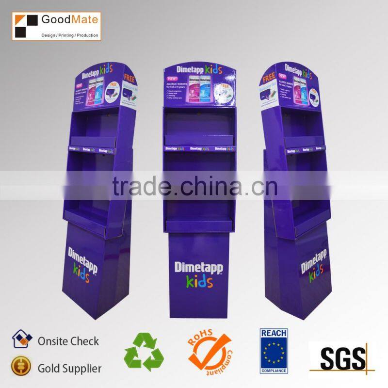 China Supplier Sugar-free juice promotion cardboard floor display stands