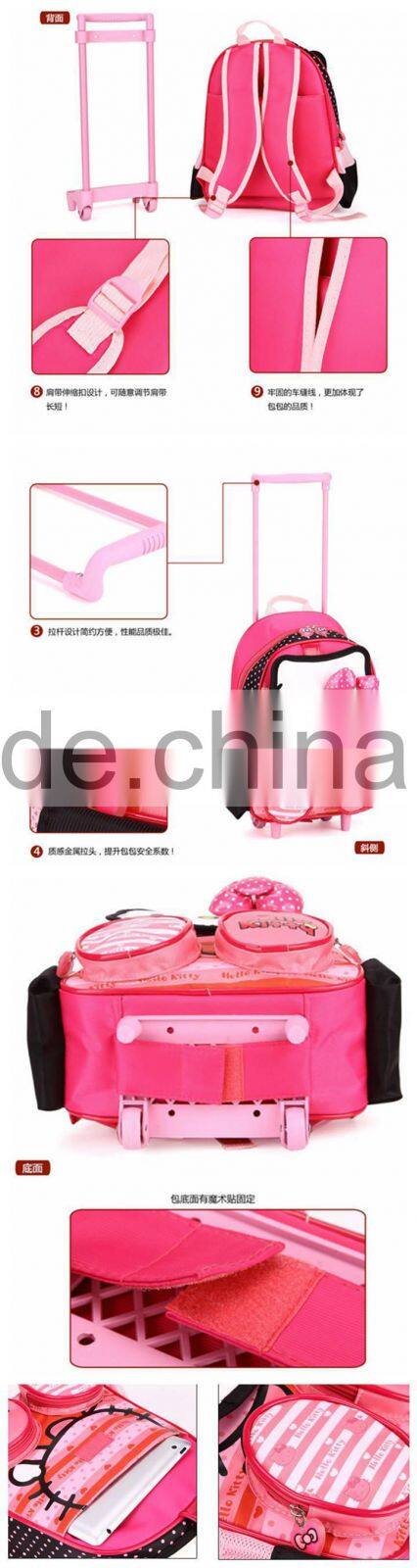 lovely girl nylon kids school trolley bag