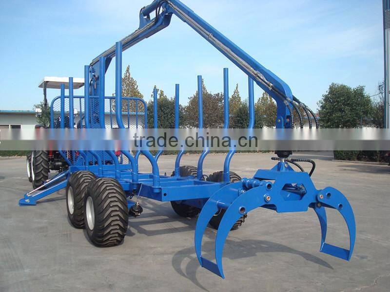 70 hp 4WD Farm Tractor with implements:front end loader,backhoe,log trailer with crane,dozer blade
