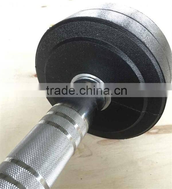 2015 hot sale Deluxe whole shaping Color PU Urethane Dumbbell with Stainless steel plating knurled handle