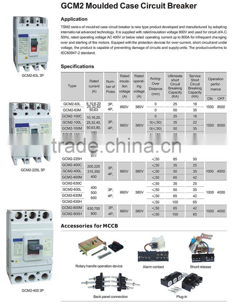 GWIEC Manufacturer High Quality 3P 4P Cm2 Ac 63A Mccb Moulded Case Circuit Breaker