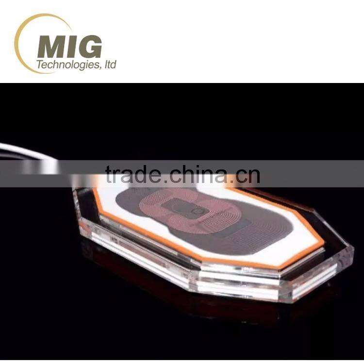 High quality wireless charger for samsung galaxy s6 s6 edge note 5 transparent wireless charging pad with 3 coils
