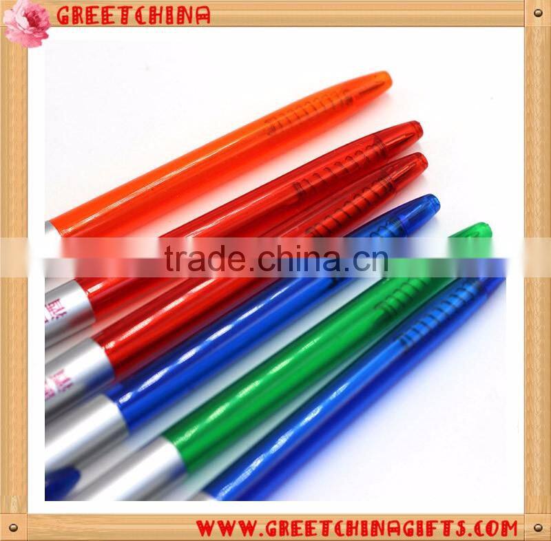 Custom Colorful Transparent Barrel Press Plastic Pen