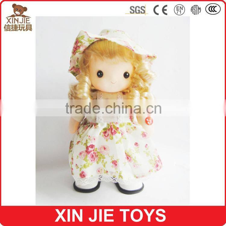 CE standard standing plush doll toy standing girl doll with adress 10inch standing stuffed girl doll toys