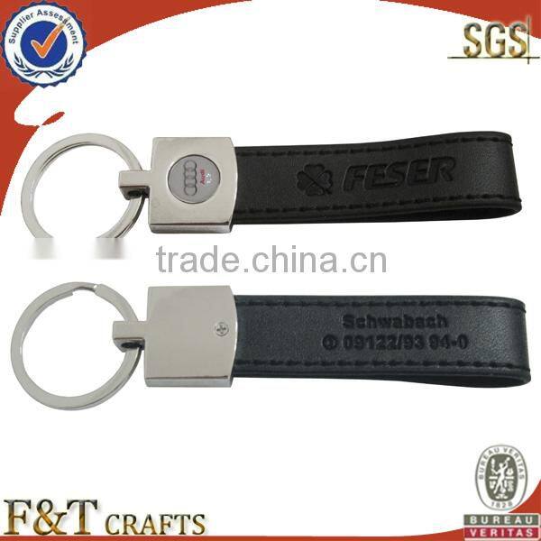 make cut quality brass leather advertising keychains