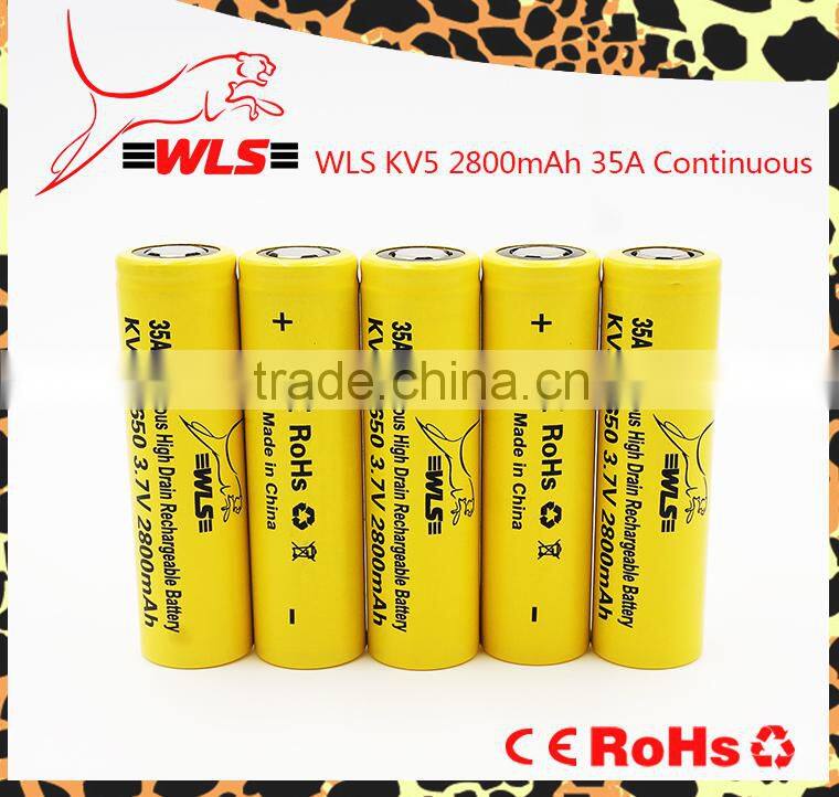 Wholesale 2800mah wls kv5 18650 70a continous discharge high drain battery flat top