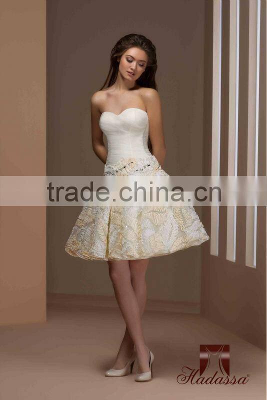 French designe Mini / Short Wedding Dress / Gown Crystal Beading