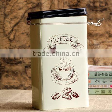 2015 beautiful rectangular shaped metal coffee tin box
