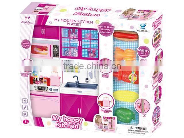 funny plastic play mini kitchen set toy with light and music