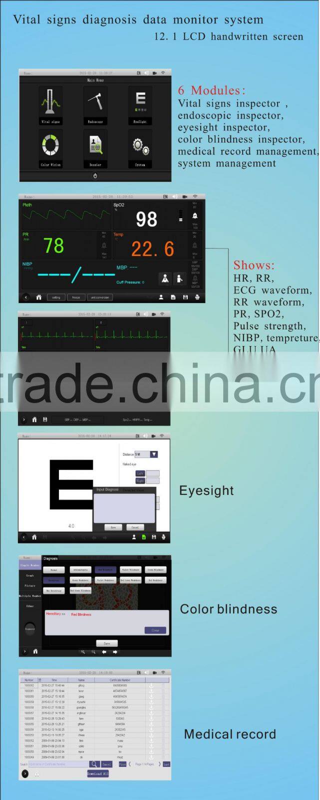 disease diagnosis equipment ,ent examination,blood pressure, ECG