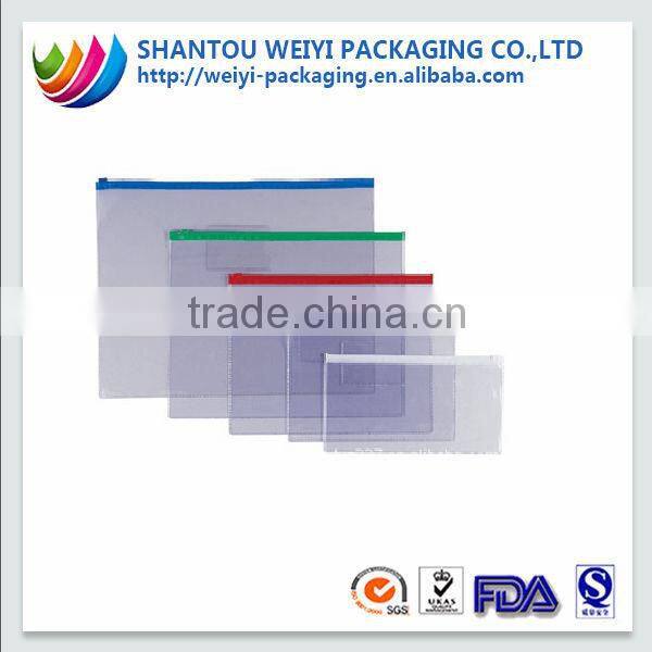 PP/ PVC plastic clear file bag with zipperA3 A4 A5