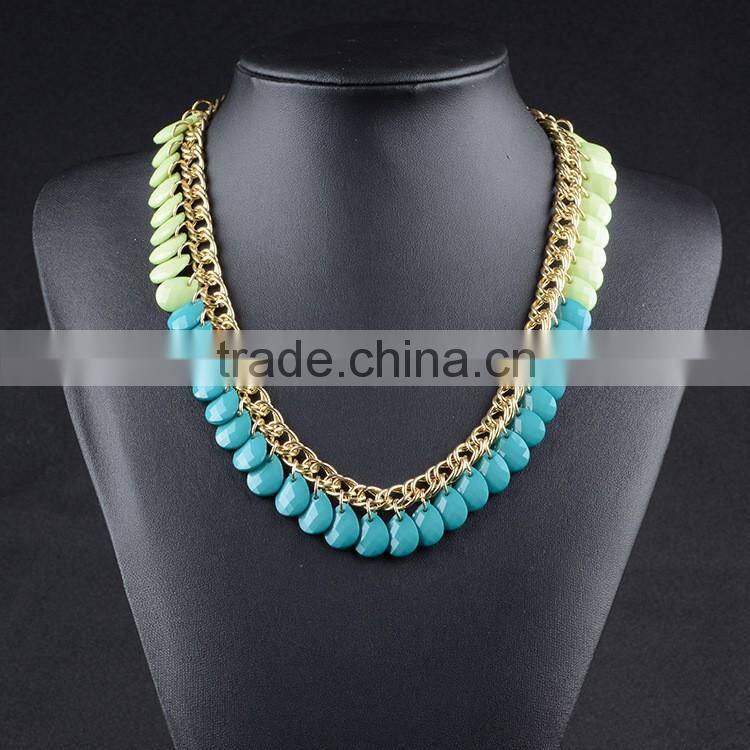 New Fashion Bohemia Multilayer Bronze Turquoise Tassel Pendant Charm Necklace