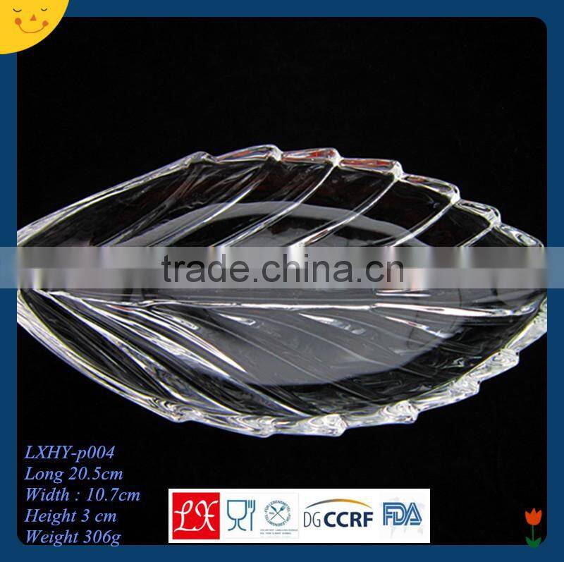 spoon fork knife tray leaf shape glass plate