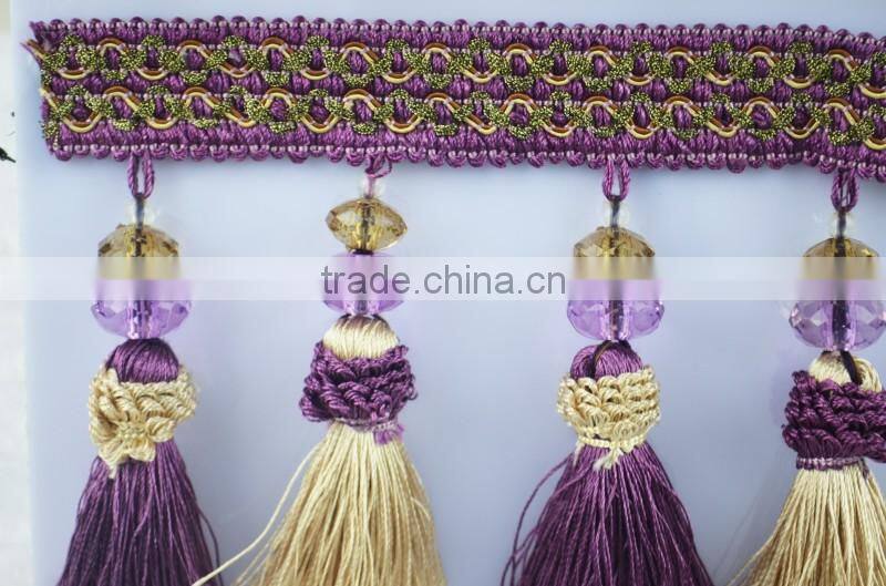 double color polyester curtain tassel fringe,tassels and trimmings