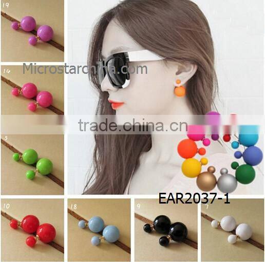 Wholesale Women Fashion Pearl Earring Two Ball magnetic Ear Stud