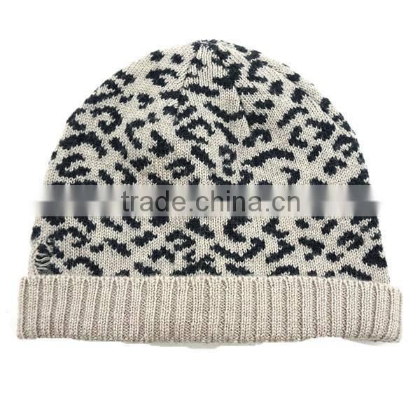 Warm design acrylic knitting stripe custom ski beanie