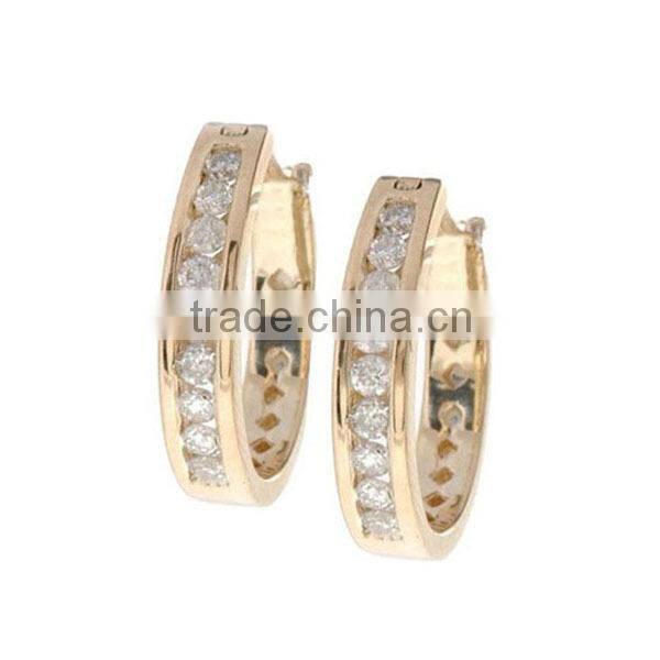 Hot quality 316l stainless steel huggie earrings blue zircon stone earrings jewellery