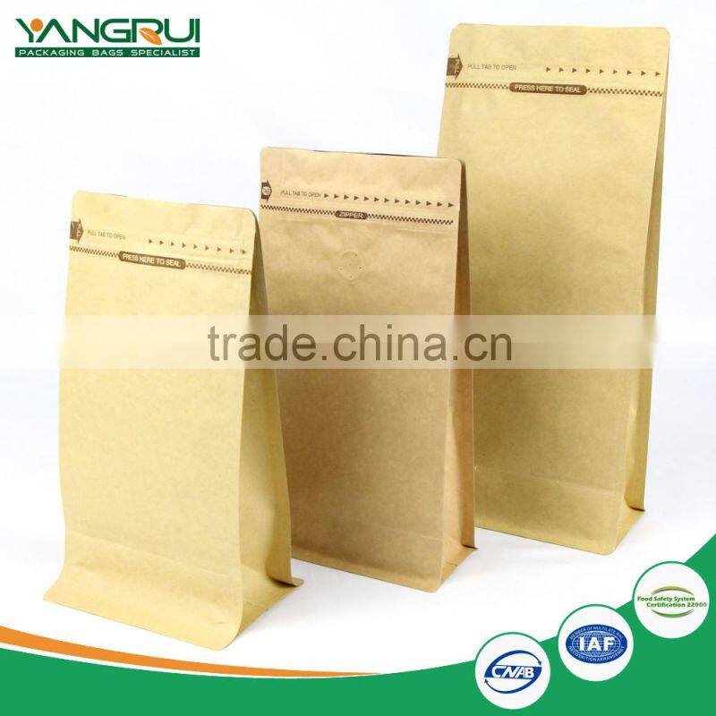 customized flat bottom coffee bag laminated foil stand up bag with zipper top