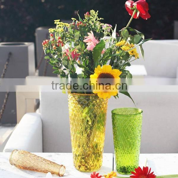 2016 hot selling different size colored clear glass vases flower for home decoration