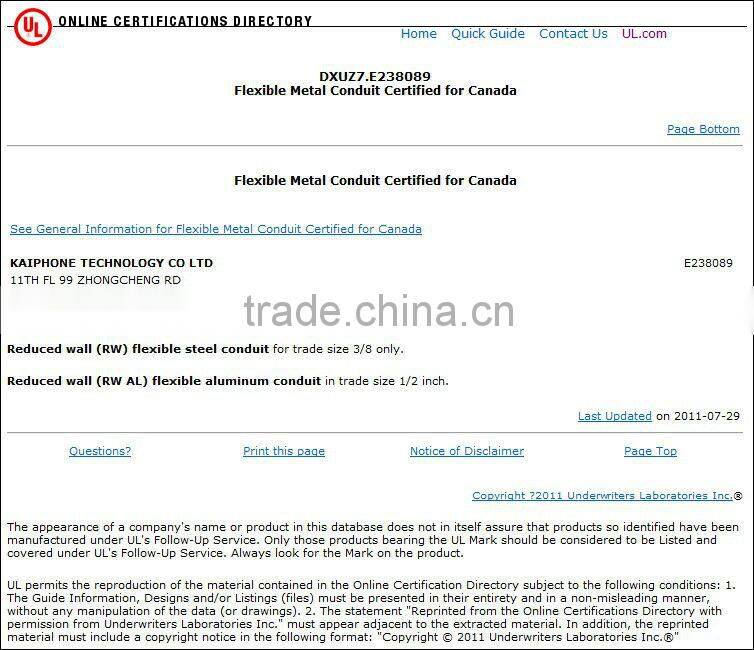 UL Listed GI Metal Conduit flexible cable protector