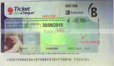 high security ticket with watermark un ink hologram and running number
