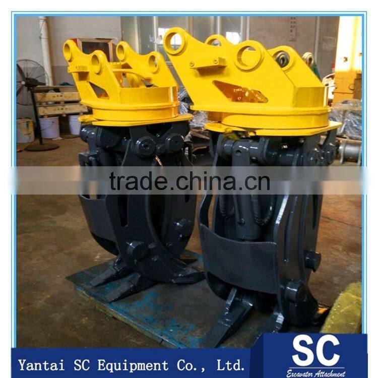Excavator wood grapple, rock grab bucket, timber log grapple best sale