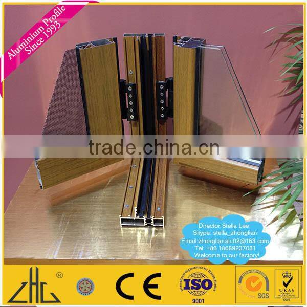 Wow!! anodized aluminium frame OEM/timber grain aluminium profile to make door and window/paper transfer wood grain alu profiles