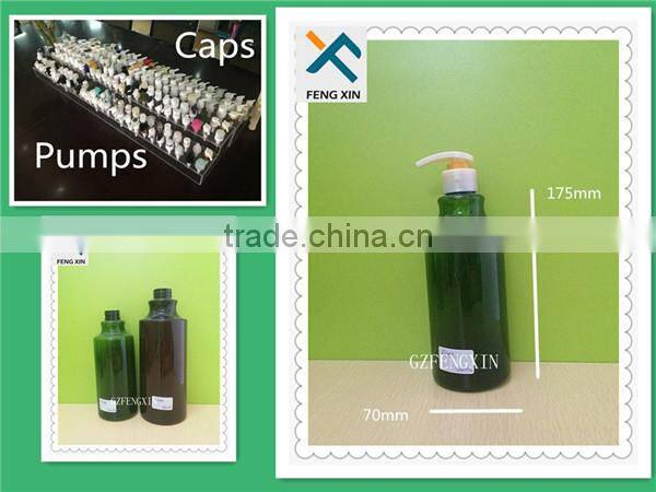 500ml Green High quality Personal care Empty PET Plastic Shampoo Bottle with Lotion Pump