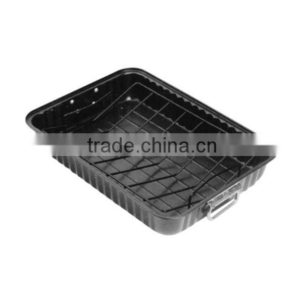 custom logo printing nonstick rectangular roaster with flat rack