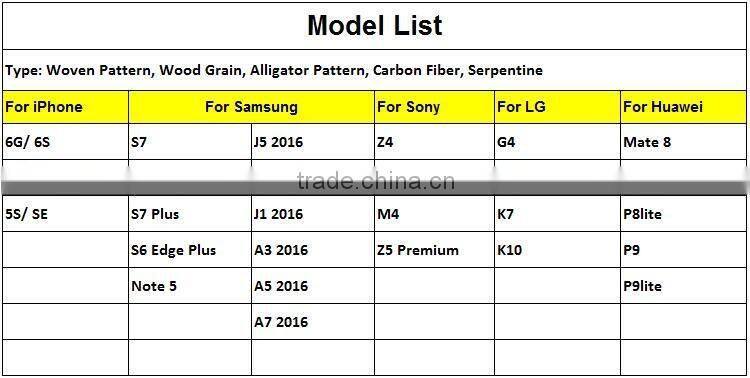 Woven Pattern Phone Leather Back Case Cover for Samsung Galaxy S7 Edge