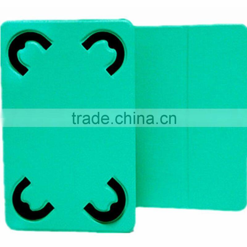 Two side silicone leather three folder rotating stand leather case for tablet pc