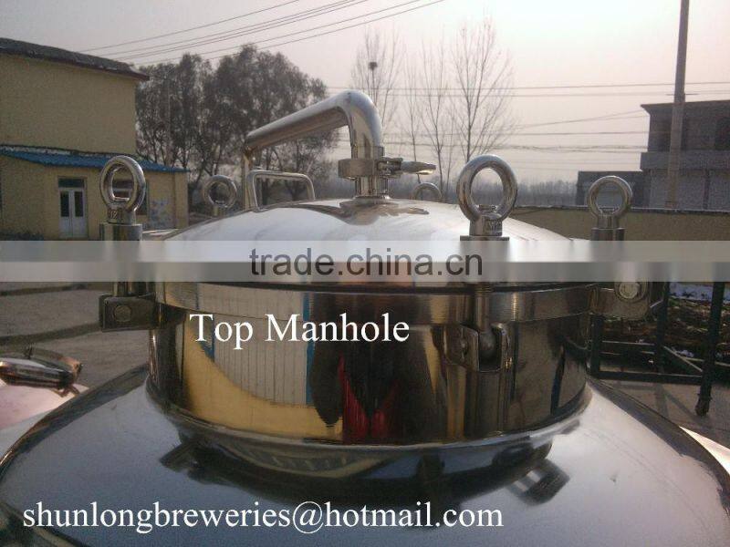 3 barrel beer brewing equipment: brew kettle, mash tun and hot liquor tank