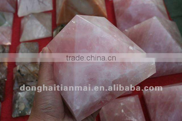 Rock Natural Clear QUARTZ PINK Crystal HEALING Pyramid , Gift