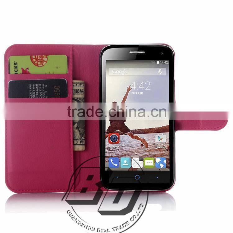 Fashionable Popular Flip wallet leather case with card slots For ZTE Blade Q Lux 4G fast delivery