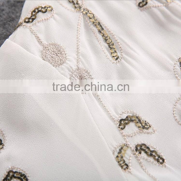 High Quality 2016 Summer Fashion Women Half Flare Sleeve Blouses Tassel Complicated Embroidery Beaded Sequin Long Cardigan