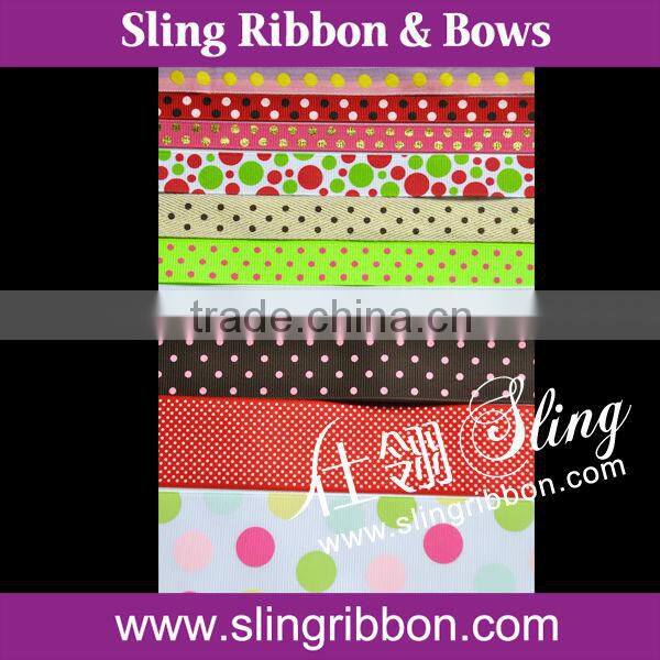 3/8 inch Grosgrain Center Dot Ribbon