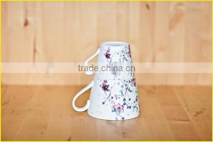 Wholesale Promotional Custom Rural Style Floral Ceramic Coffee Cup