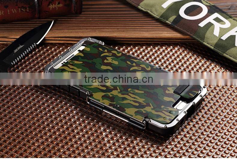 Stainless Steel Flip Smart Cover 360 Iron Man Metal Cover Case for Samsung Galaxy note 5 Camouflage Cool Style