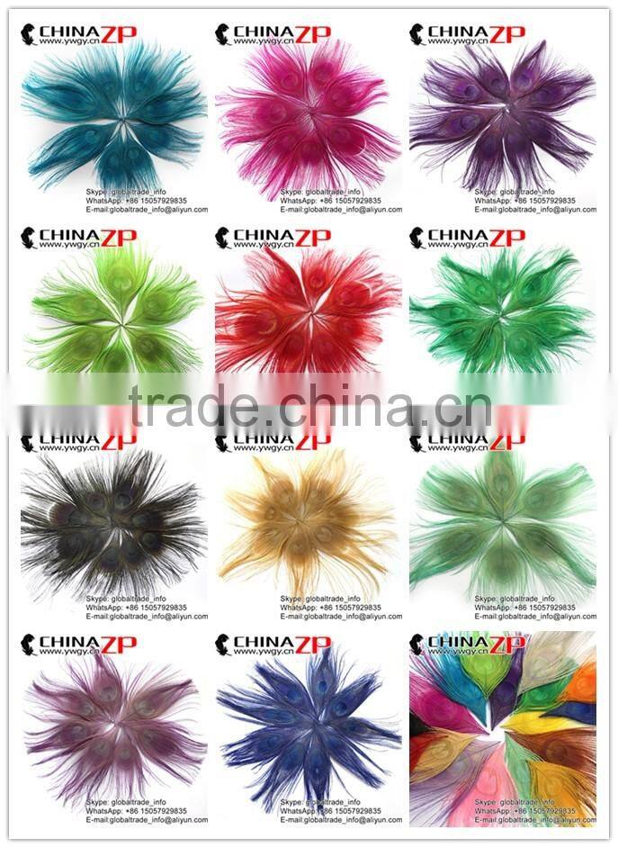 Leading Supplier CHINAZP Wholesale High Quality Dyed Green Trimmed Short Peacock Feathers for Earrings