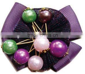 Goody ribbon bow with big beads for shoe accessories