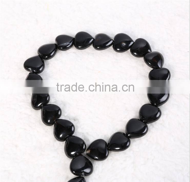Natural loose heart shape onyx strand size 6 12 14mm wholesale natural agate black gemstone