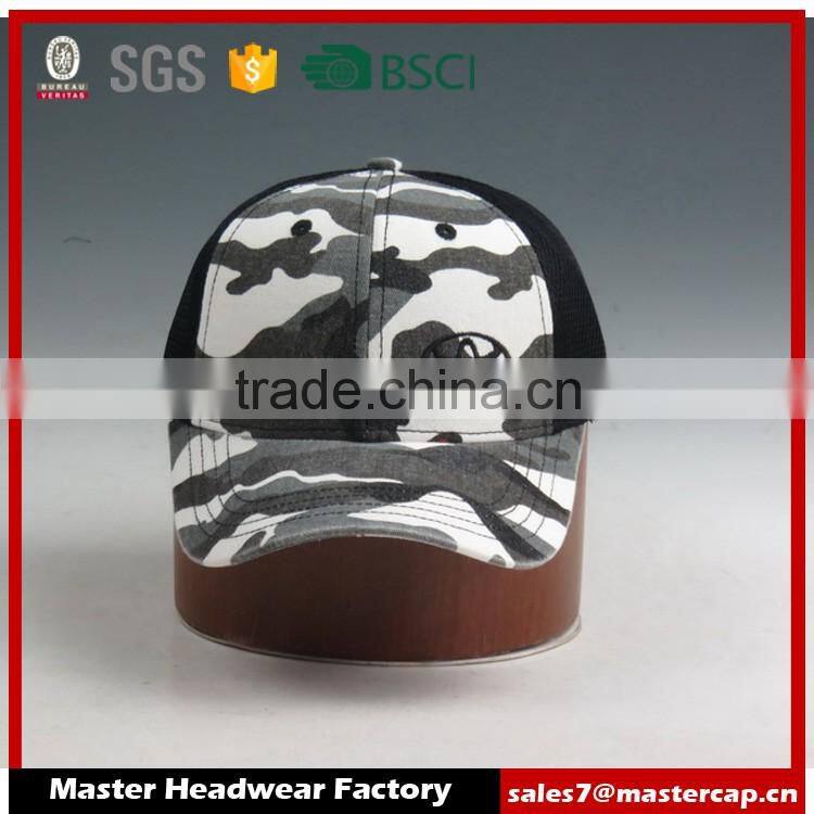 Camo baseball caps with mesh