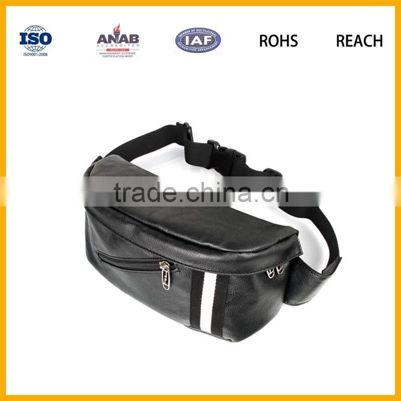 BSCI High Quality PU Multilayer Waist Bag with Adjustable Strap for Cycling, Outdoor